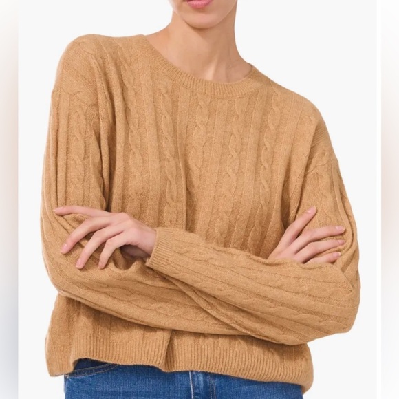 NWT 1.STATE Cable Knit Sweater Camel Tan Size L $99 Retail - Picture 12 of 13